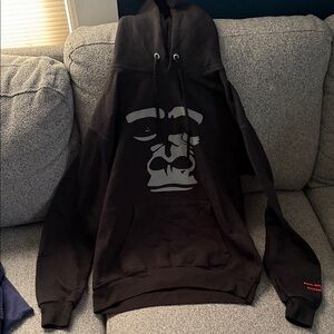 Hanes Black Hoodie with Bold Face Graphic